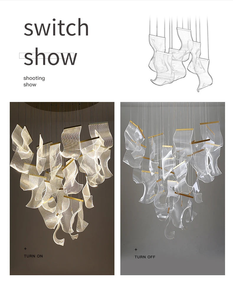 Rinkle Suspended Lights Modern Guide stairwell Chandelier