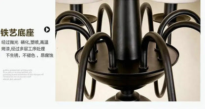 Ameican Black Rustic Chandelier Hotel Salon Hanging Lamp