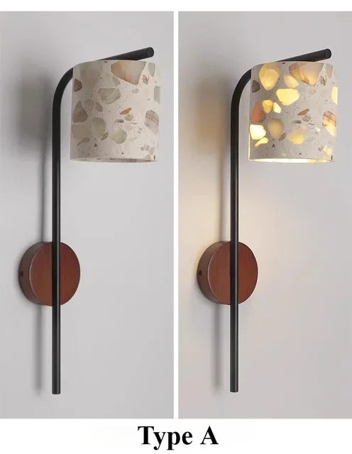 Natural cave Stone Wall Light Medieval Bedside cement Sconce lamp LED Lighting