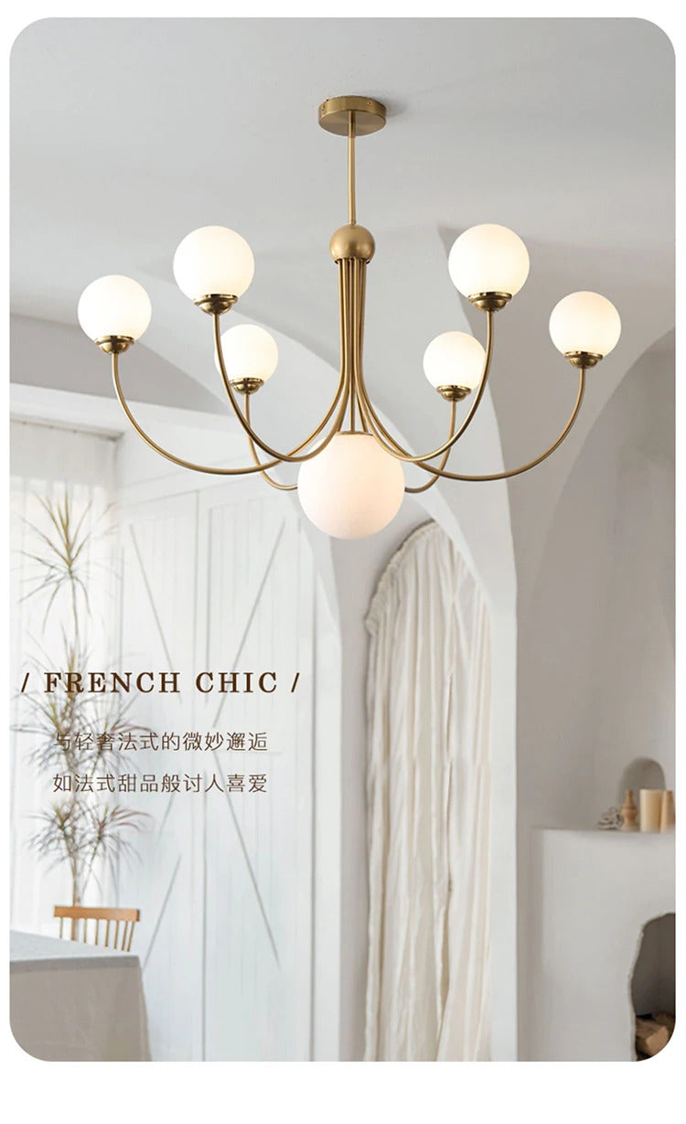 Nordic glass Pendant lamp French Gold chandelier