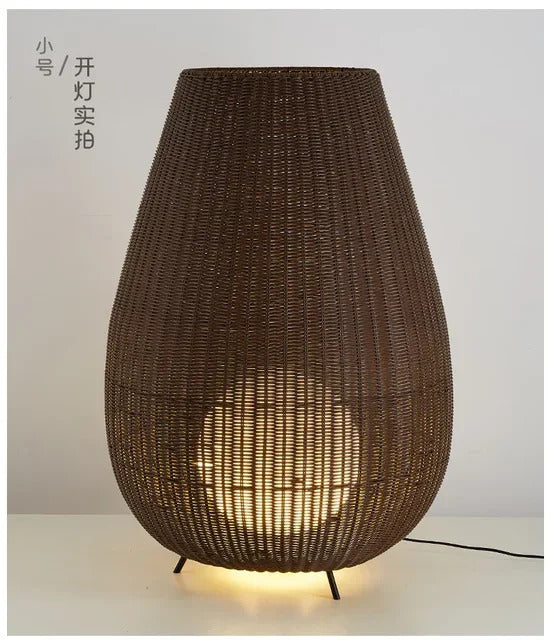 Natural handmade rattan floor lamp Japanese Outdoor waterproof Garden standing lamp