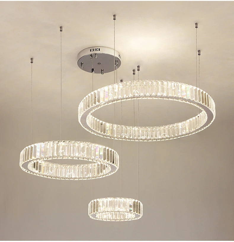 Luxury Crystal LED Pendant Lights Home Villa Living Room Dimmable Lighting Lustre Decoration Ceiling Chandelier Lamps Fixtures