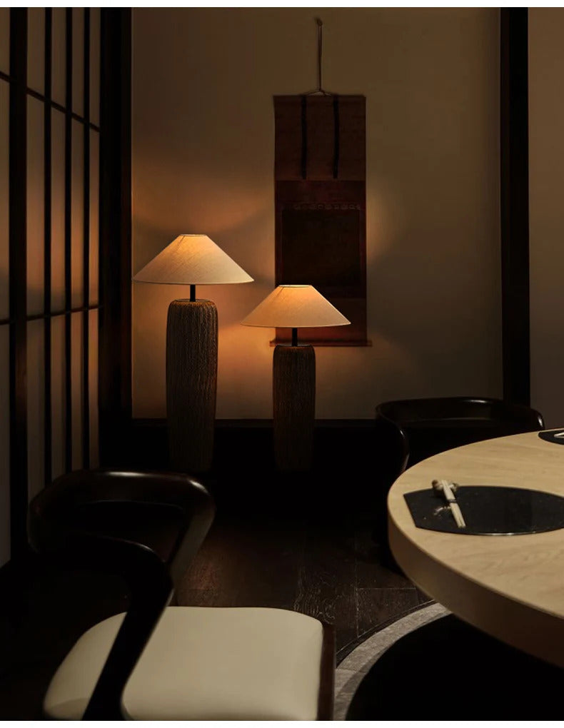 Ceramic Floor Lamp Quiet Pottery Pot Cloth Zen Floor Table Light