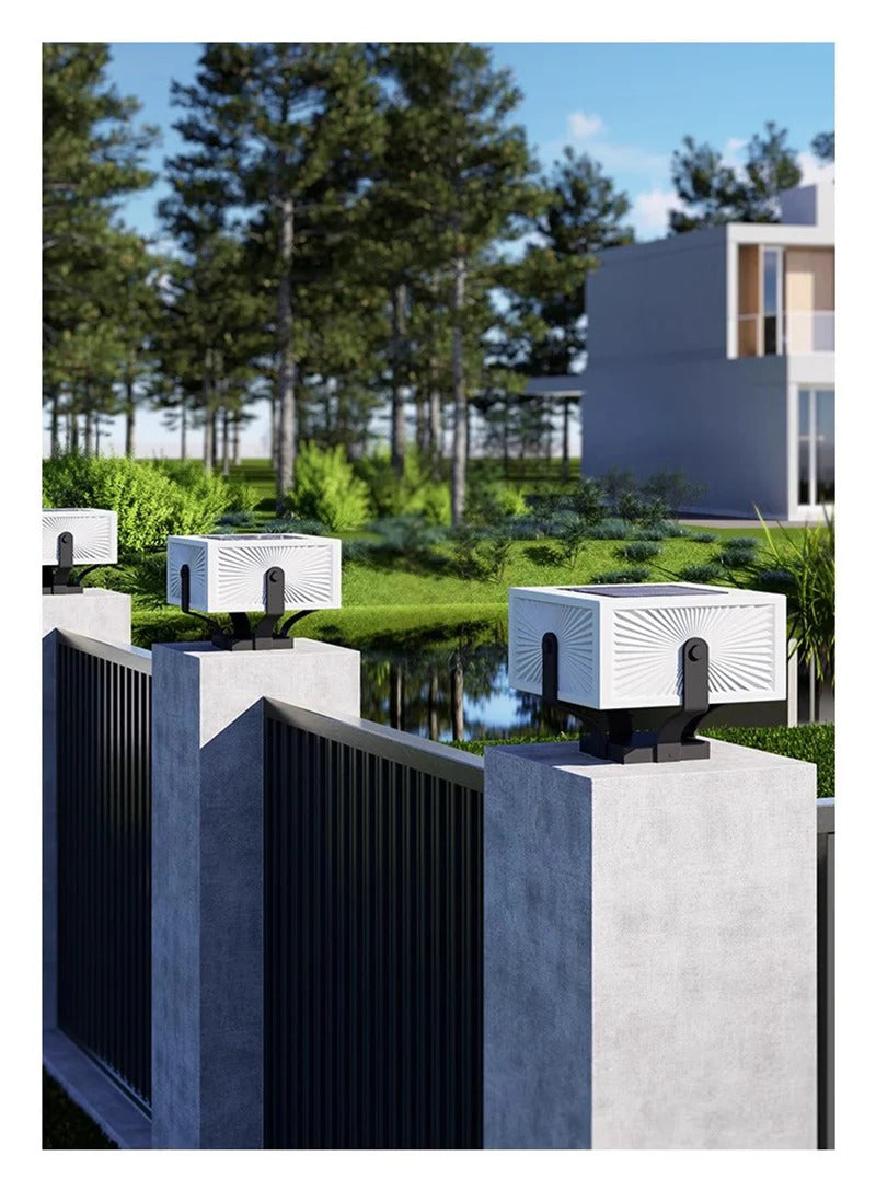 Solar Pillar Lights Villa Outdoor Waterproof  LED Wall Lamp  Gate Garden Lighting