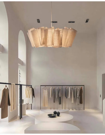 Nordic Linen Pleated Pendant lamp Vintage Wabi Sabi Wind Pendant light