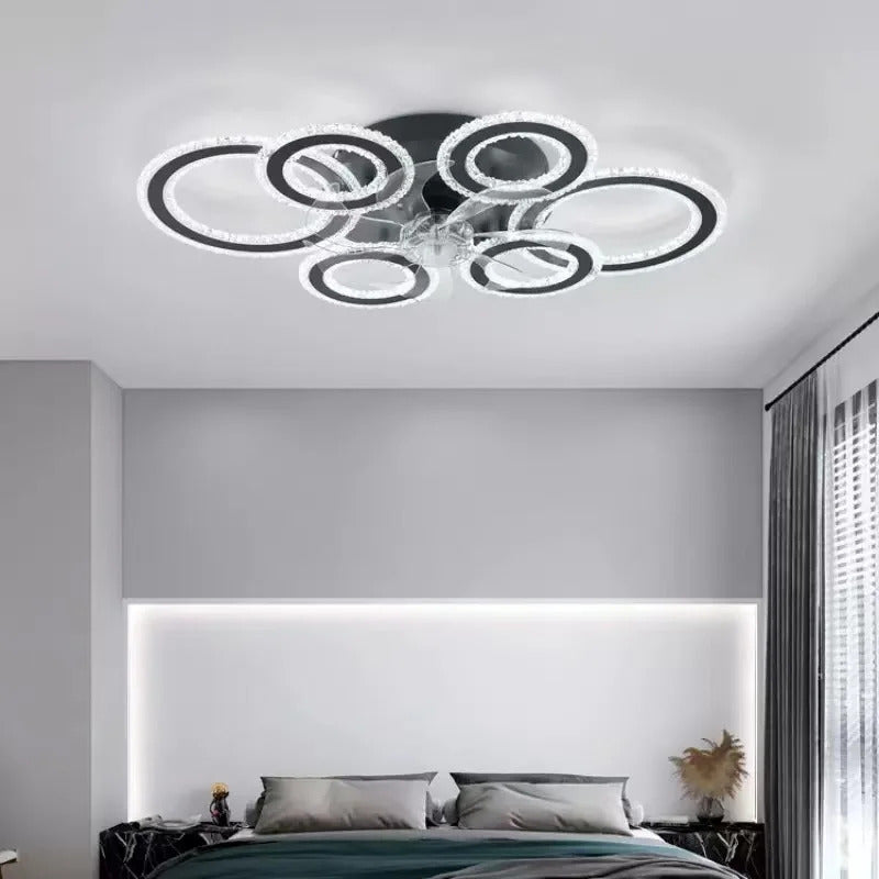living room ceiling fan light Nordic LED remote control living room cooling fan light