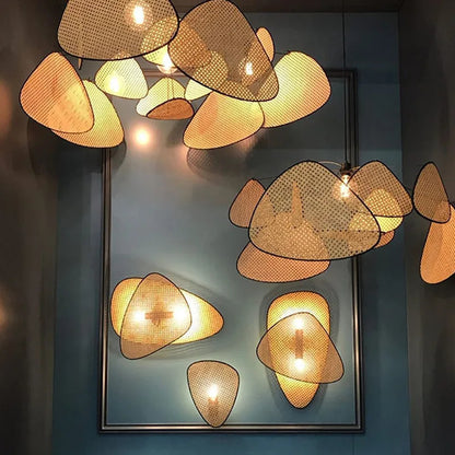 Rattan chandelier Wicker Suspension lamp