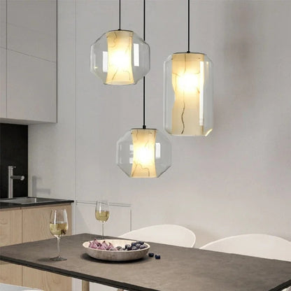 Alabaster Glass Cylinder Pendant Light