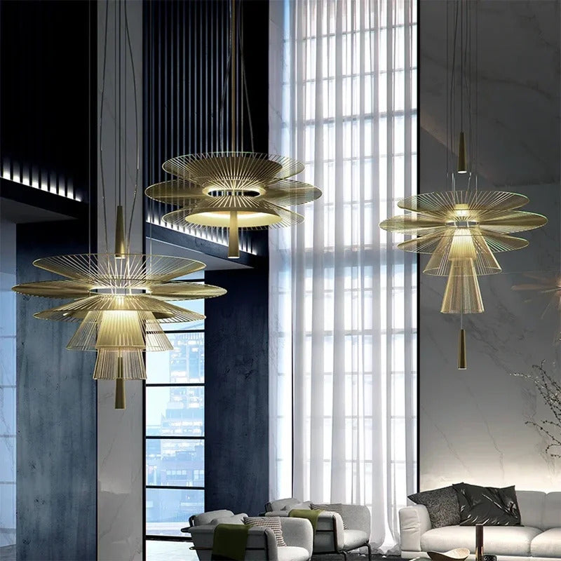 Vintage Gravity Origin Chandelier Luxury Metal lustre suspension black amd gold light for Living Dining Room kitchen island Lamp