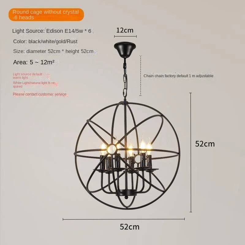 Retro Wrought Iron Chandelier Rustic Orb Chandelier