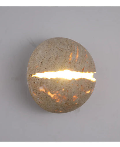 Natural Stone globe wall lamp Yellow cave stone Retro Art sconce Light