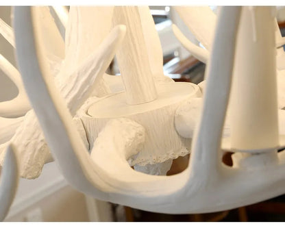 Retro Antler Chandelier Lighting Resin Deer Horn Pendant Lamp