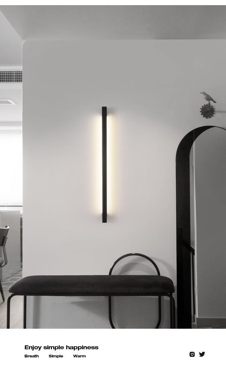 Modern Black Long Strip Wall Lamp Outdoor waterproof Corridor staircase wall light