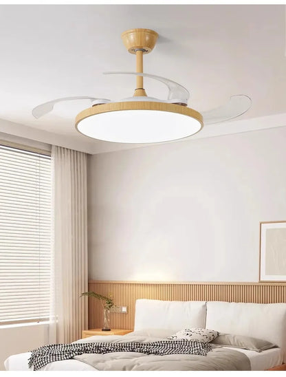 Ceiling Fan With Light Modern Remote Smart Invisible Ceiling Fan Bedroom Lamp