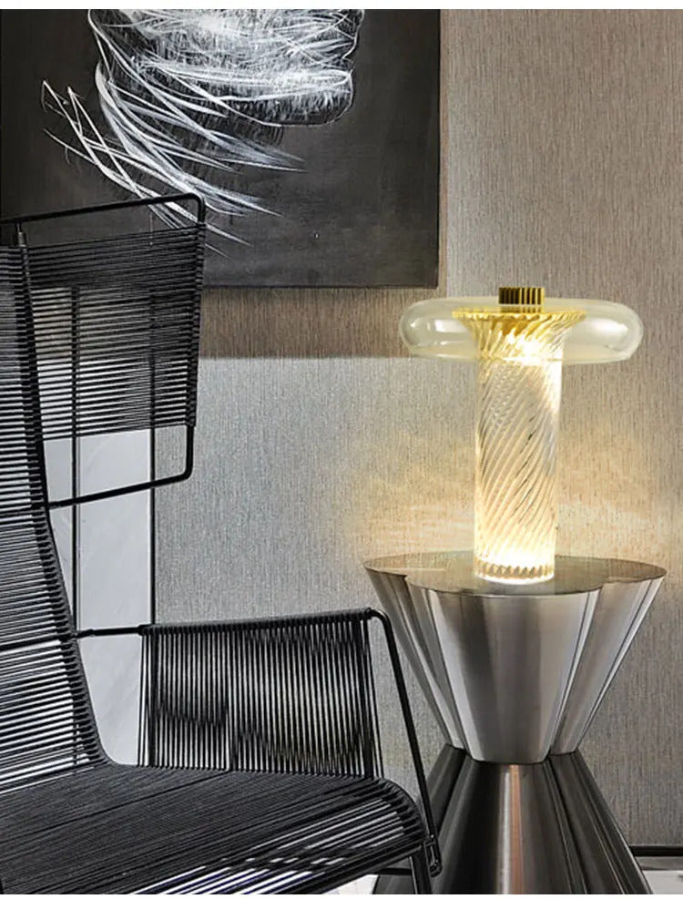 Nordic  personalized twisted glass desk lamp modern LED decorative lamp study bedroom bedside designer Table lamp