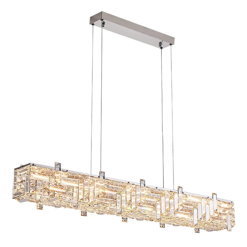 Modern crystal long strip chandelier Luxury Gold  Kitchen island Pendant lamp