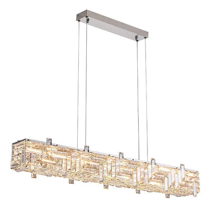 Modern crystal long strip chandelier Luxury Gold  Kitchen island Pendant lamp