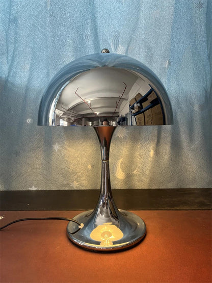 Mushroom Table Lamp Denmark Chrome Desk Light with E27 Bulb for Bedroom Living Room
