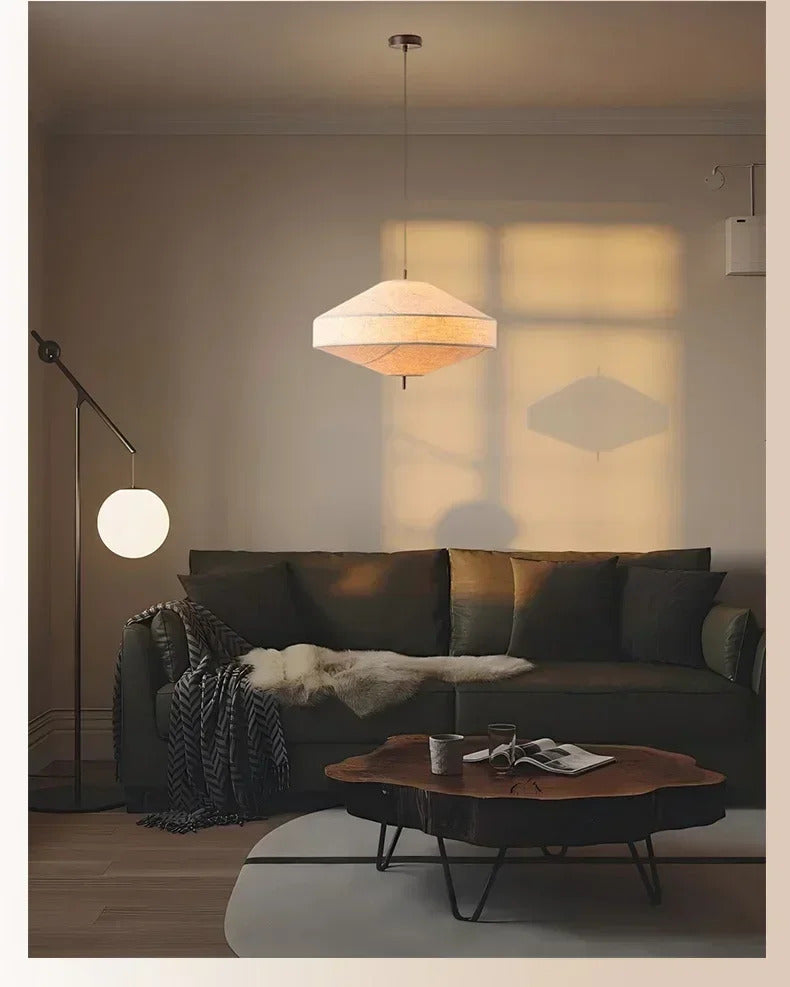 Wabi Sabi Fabric Pendant Light Nordic White Cloth Chandelier