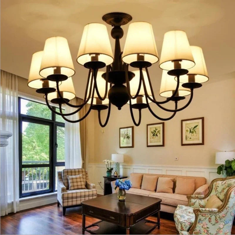Ameican Black Rustic Chandelier Hotel Salon Hanging Lamp