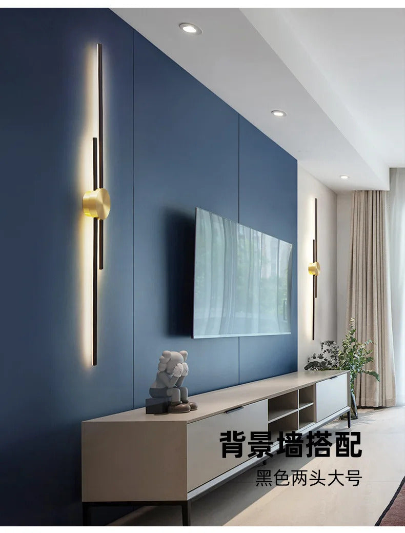Modern Long Wall Lamp luxury minimalist black gold background LED Wall lights