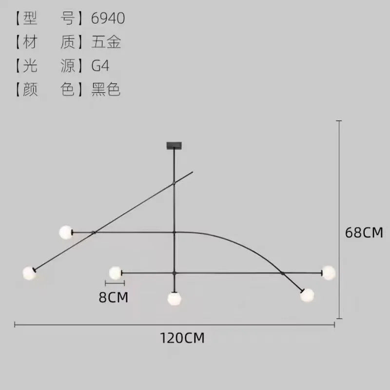 Postmodern geometric chandelier Red Glass Ball minimalist lamp