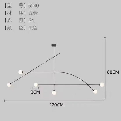 Postmodern geometric chandelier Red Glass Ball minimalist lamp
