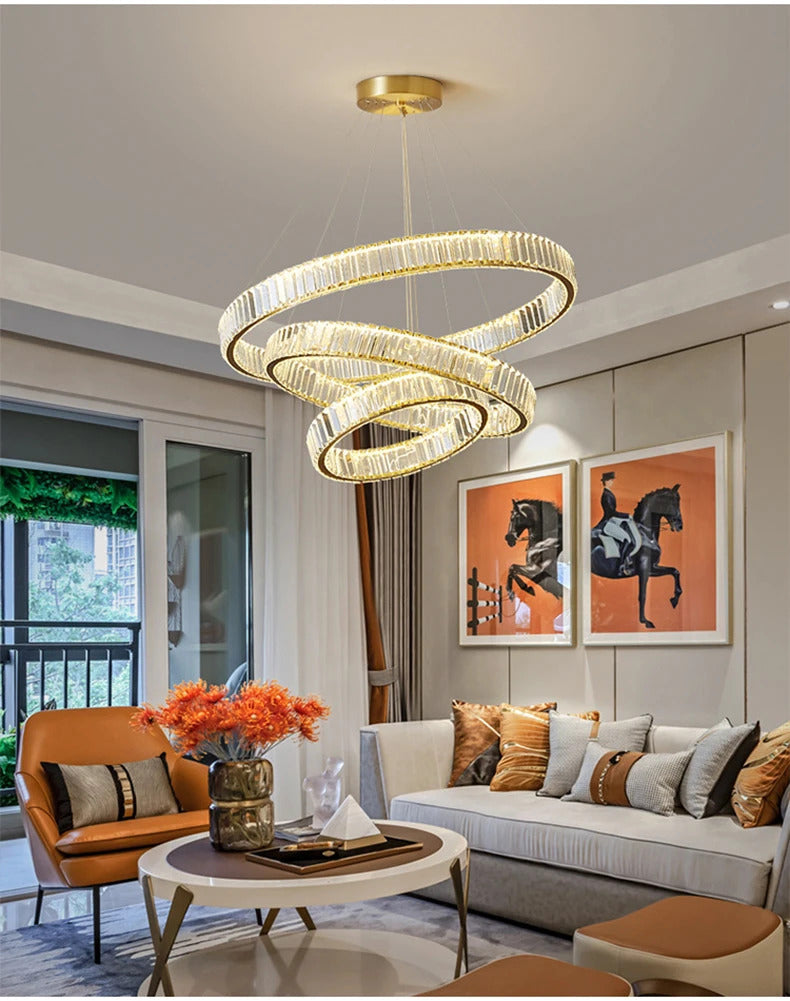 Luxury Crystal LED Pendant Lights Home Villa Living Room Dimmable Lighting Lustre Decoration Ceiling Chandelier Lamps Fixtures