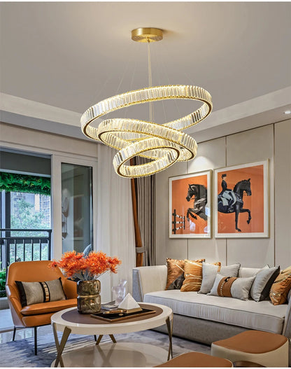 Luxury Crystal LED Pendant Lights Home Villa Living Room Dimmable Lighting Lustre Decoration Ceiling Chandelier Lamps Fixtures