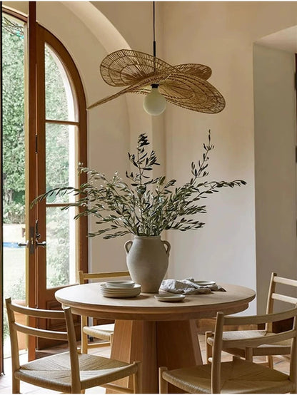 Wabi Sabi Rattan Chandelier Retro LED Weaving Pendant Lamp