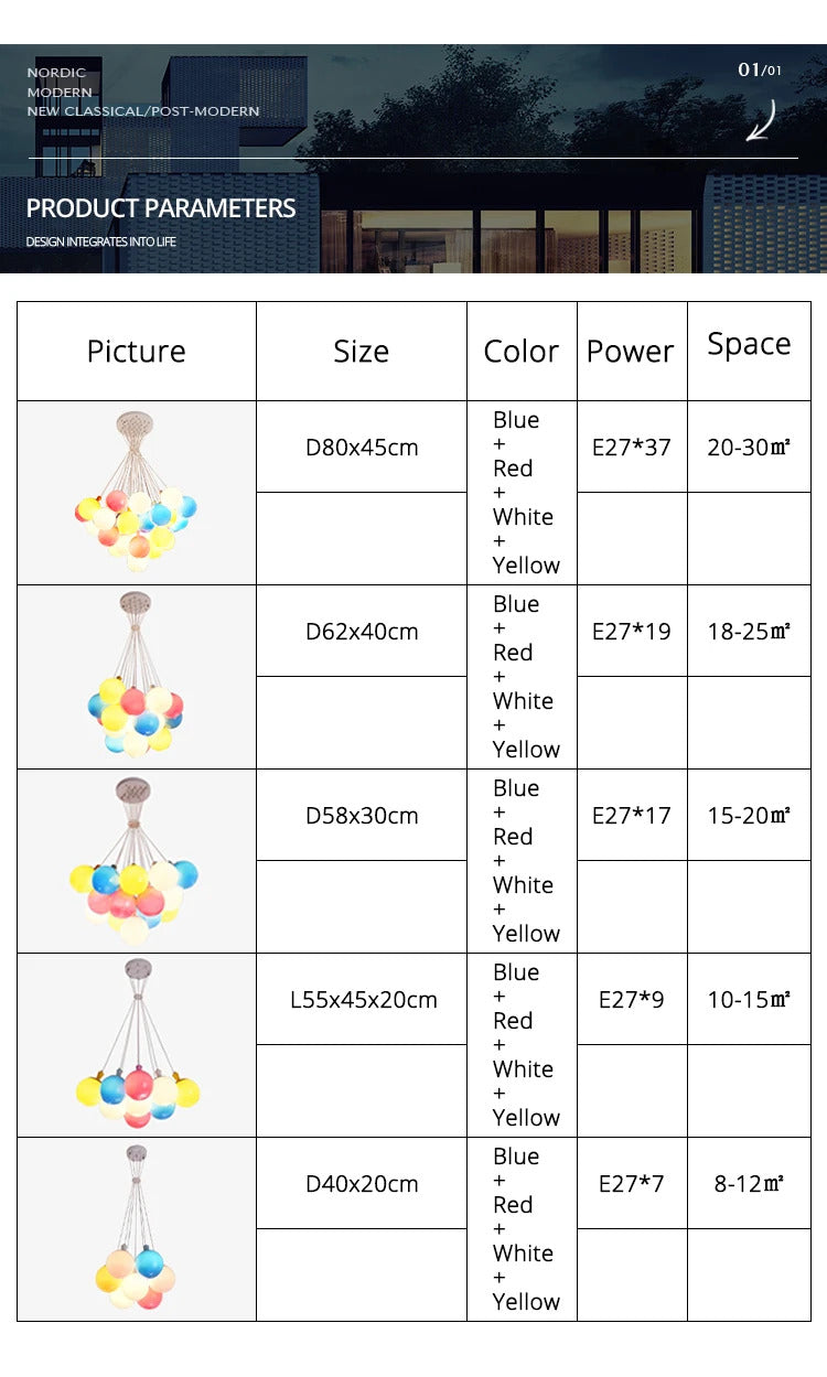 Nordic acrylic chandelier Decoration  Modern balloon lamp Indoor Lighting