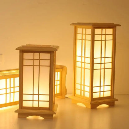Japanese wooden floor lamp LED Wabi Sabi minimalist Square Wood Made standing lamp
