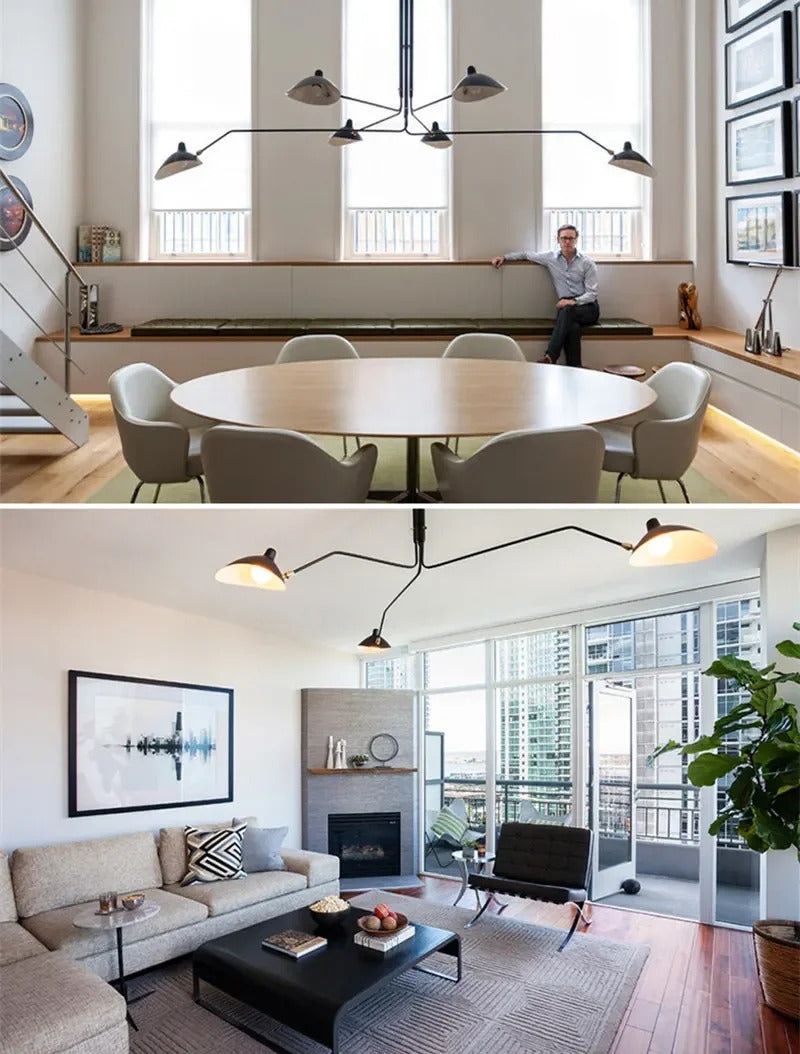 Mouille Ceiling Lamp Nordic Spider Pendant Light Multi 3/6heads for Living Room Bedroom Black Luminaire Home Decor