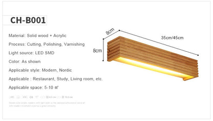 Modern Bathroom Mirror Wall Lamps Nordic Solid Wooden Linear LED Sconce light