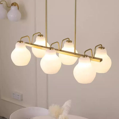 French vintage Cream Glass chandelier Nordic ring Calabash pear pendant lamp