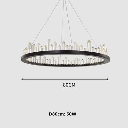 Modern Luxury Crystal Ring chandeliers Round black golden pendant lamp LED hanging light