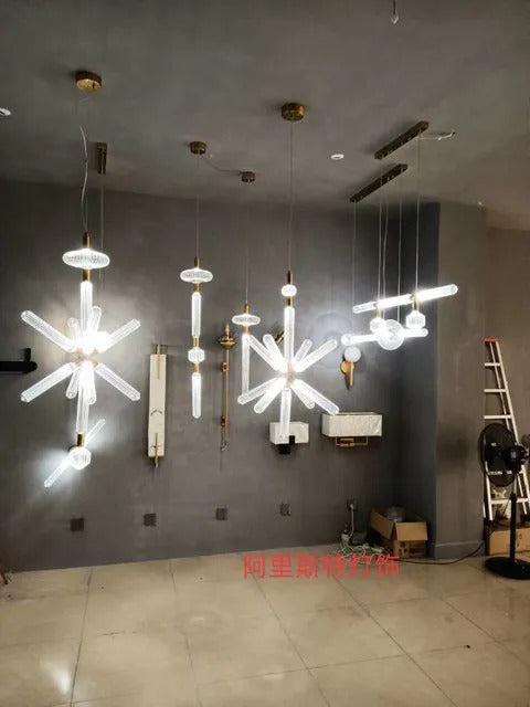 Cipher Multi Pendant light Luxury Clear Glass pipe Chandelier