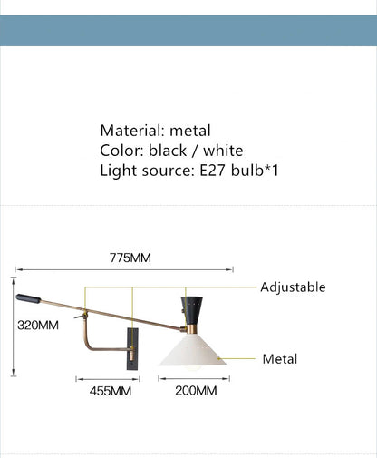 Danish design swing Arm wall light American Long Arm Adjustable Sconce Lamp