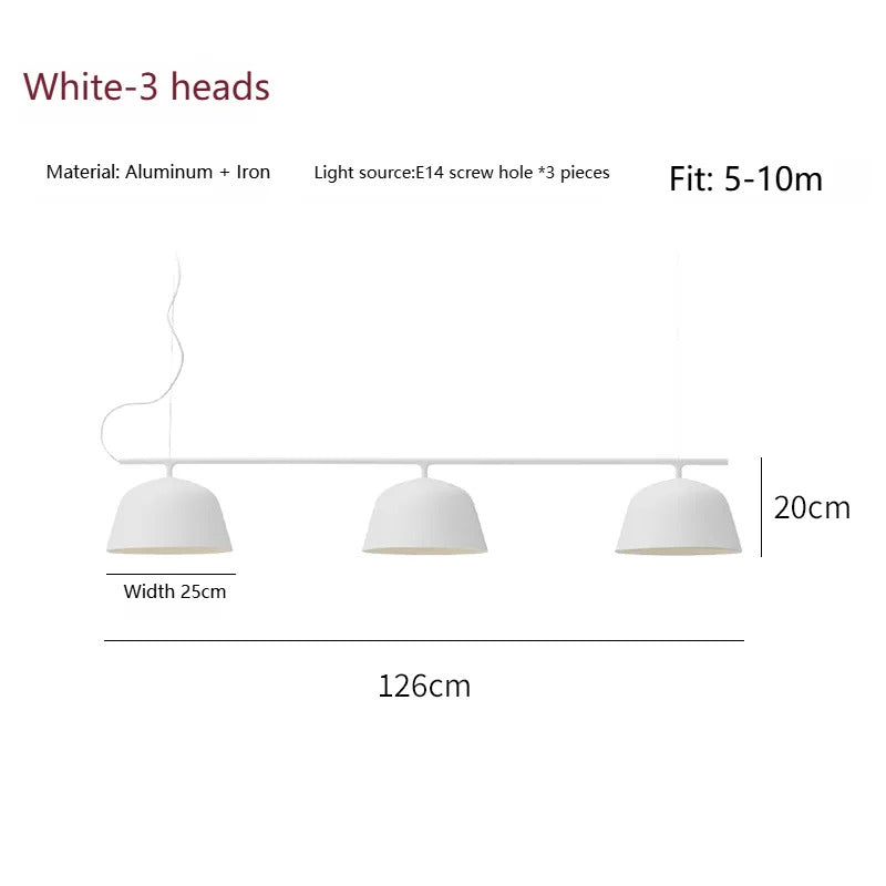 Danish designer Ambit rail pendant lamp Nordic black 3 heads long chandelier