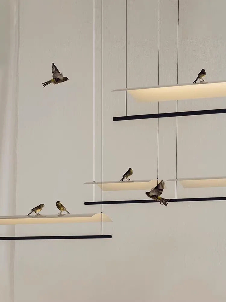 Nordic minimalist Linear Chandelier Modern black white industrial long Pendant Lamp