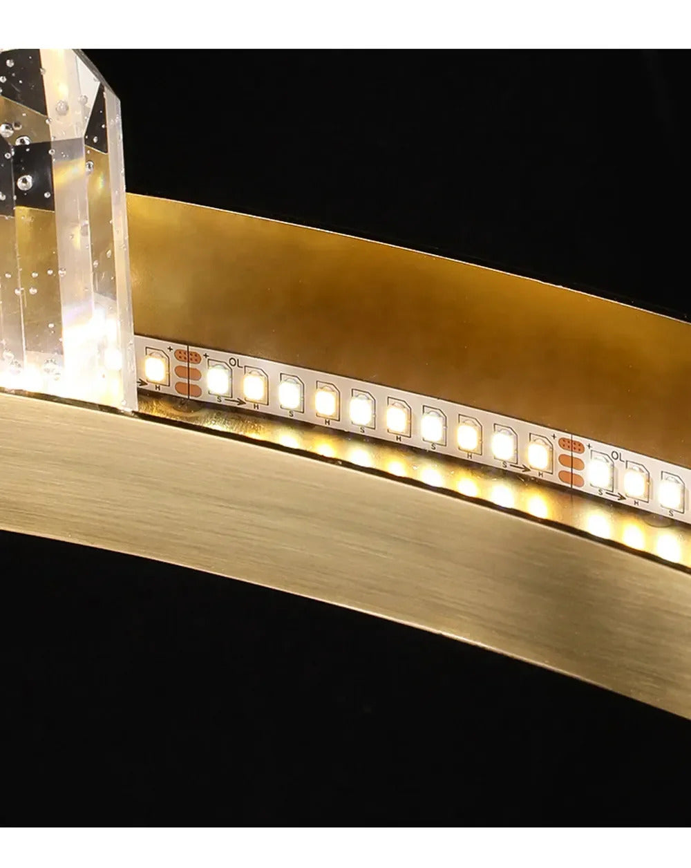 Modern Luxury Crystal Ring chandeliers Round black golden pendant lamp LED hanging light