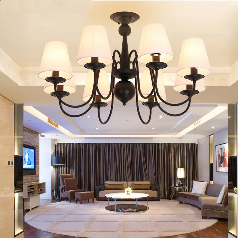 Ameican Black Rustic Chandelier Hotel Salon Hanging Lamp