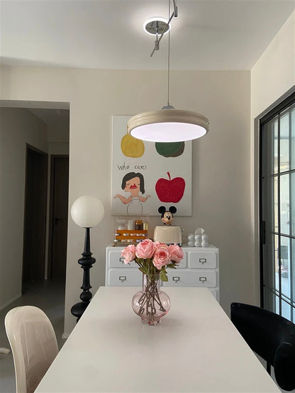 French Flying Saucer Pendant Light Creative Design Extendable Rotating Long Pole Lamp