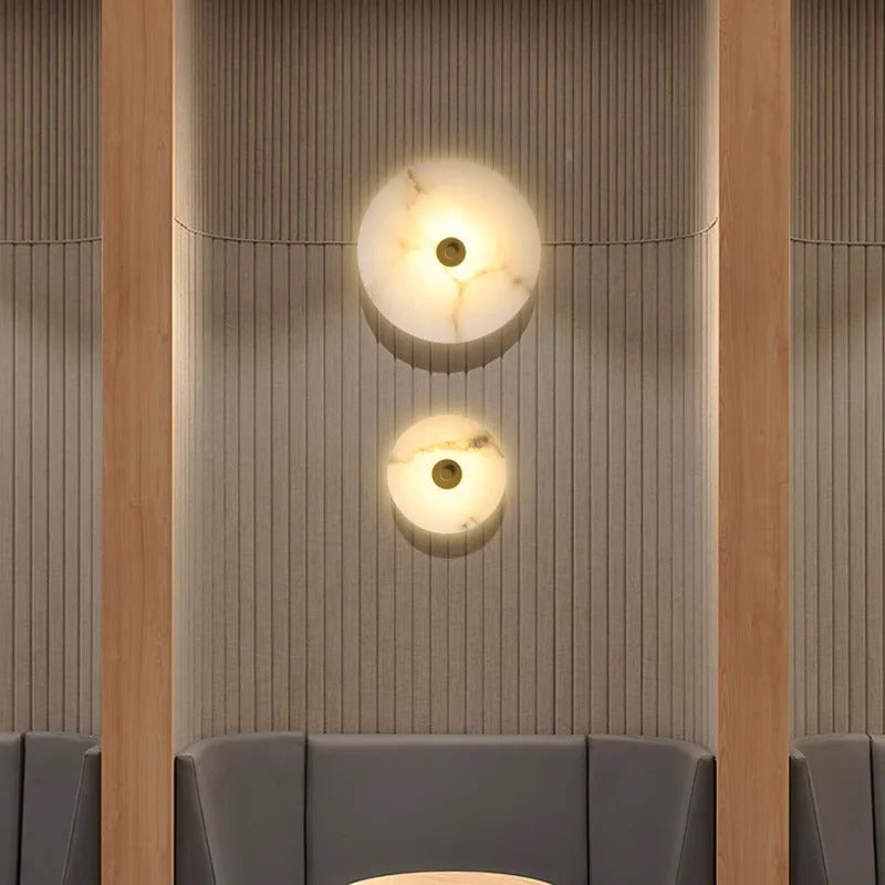 MEDIAN Wall Lamp Round Shape Gold Natural marble LED Wall sconce lighting