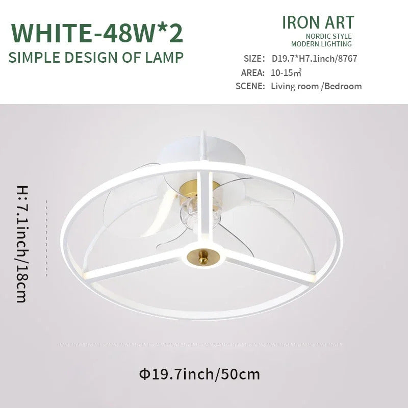 Modern simple LED Ceiling Fan Lamp with remote control Dining Room Bedroom Indoor lighting