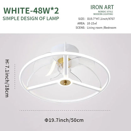 Modern simple LED Ceiling Fan Lamp with remote control Dining Room Bedroom Indoor lighting