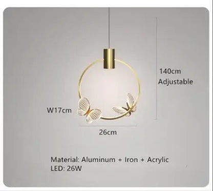 Nordic ring pendant light Acrylic butterfly lights Creative Gold luxury pendant light