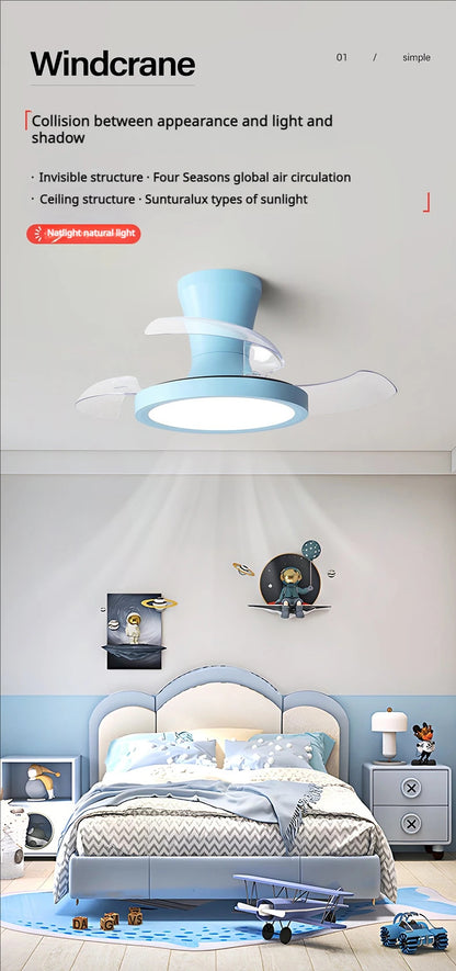 Children'S Room Invisible Fan Light Bedroom Quiet Ceiling Fan Light