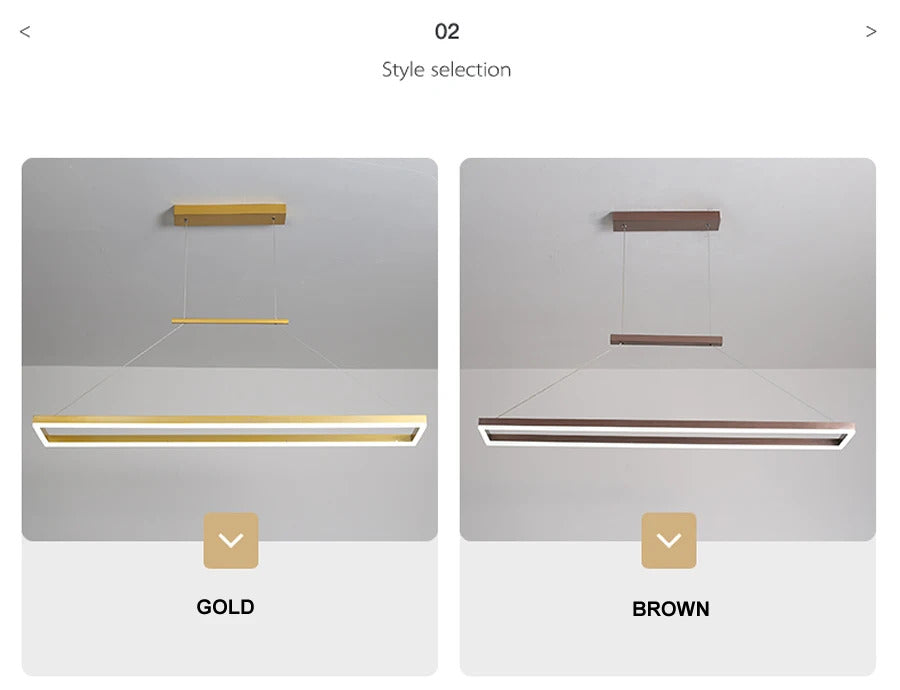 Rectangular chandelier Aluminum LED deco design Nordic style lamp