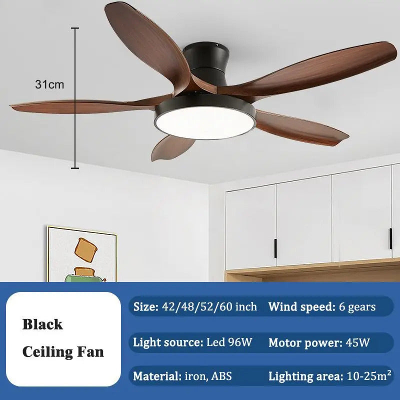 Nordic Large Ceiling Fans light Modern Natural wood color Simple Remote Control Ceiling Fan lamp